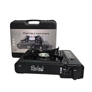 Aragaz portabil negru cu cartuș butan, aprindere piezo, 2.5 kW Perfect Home - Img 1