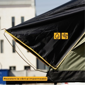 Materialul impermeabil și rezistent la vânt al cortului CampTalk Whisper 190.