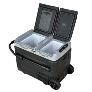 Frigider si congelator auto portabil cu roti 50 L, cu compresor, alimentare 12V/24V/220V, Bluetooth, control digital, -20°C +20°C EMD4x4