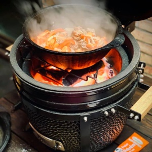 Grătar ceramic pe cărbuni negru, 40cm, Minimo Kamado BONO - Img 2