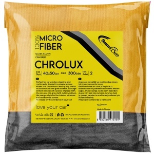 Lavete microfibră groasă pentru geamuri auto, fără urme, 2 buc., 40x50, portocaliu/gri, CHROLUX SmartBee 3DProducts