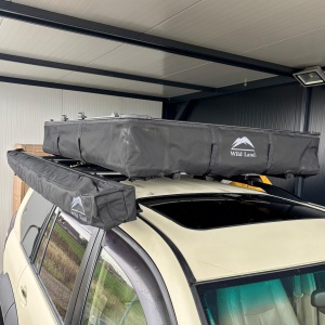 Marchiză auto 270°, partea stânga, cu acoperire extinsă 11,5 m², pentru SUV, pick-up și van, rezistentă la vânt și ploaie, material rip-stop UPF50+, Wild Land