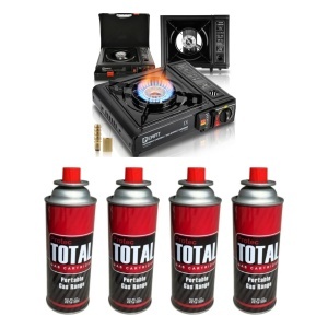 Pachet aragaz camping SPARK100 2500 W Epifit cu 4 cartușe gaz 227 g