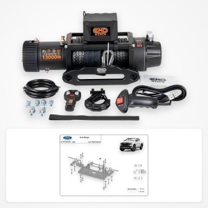 Pachet troliu Ford Ranger Raptor (2023-2025): troliu electric EMD Winch 13000 lbs cablu sintetic și suport troliu dedicat