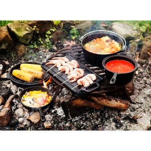 Setul grătar BBQ de camping Peterhof din fontă, utilizat pentru gătit în natură, Set grătar BBQ de.
