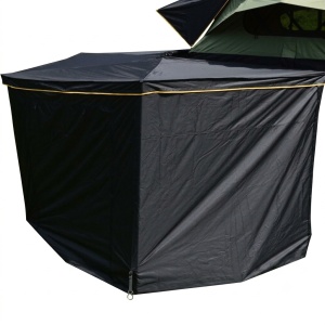Set marchiză auto cu anexă cort CampTalk, 270°, 5 m², închis complet cu podea inclusă, impermeabil, montaj rapid, compatibil cu orice mașină cu bare transversale sau roof rack