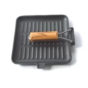 Vedere de sus a tigăii grill Perfect Home de 21,5 cm, cu coada pliată.