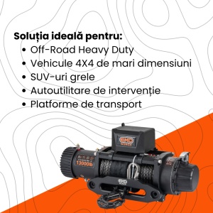 Utilizări recomandate pentru troliu: vehicule 4x4, SUV-uri grele și autoutilitare.