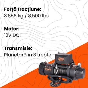 Troliu electric auto 8500LBS (3856kg) 12V, Cablu Sintetic 18m, Raport 173:1, EMD Winch - Img 3