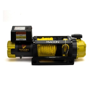 Troliu electric Macon Yellow Hawk 12000lbs (5454KG) 12V cablu sintetic 26m Raport 126:1
