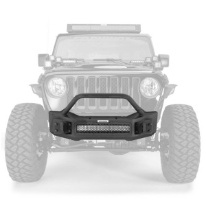 Bara față Go Rhino Rockline montată pe un Jeep Wrangler JL, vedere frontală.