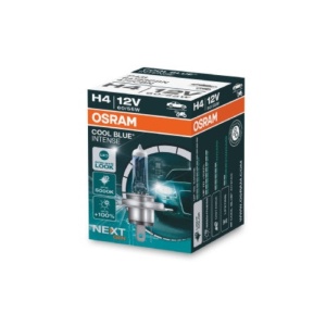 Ambalajul becului Osram Cool Blue H4 cu specificațiile vizibile.