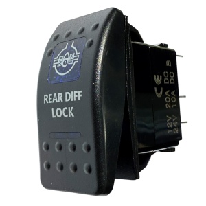 Buton tip Carling pornit/oprit pentru blocare diferențial spate, universal 12V/24V, iluminare LED albastră, ORE4x4 - Img 2