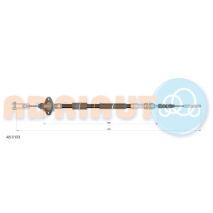 Desen tehnic cu dimensiunile cablului de ambreiaj Adriauto pentru Suzuki Samurai (1988-2004).
