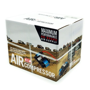 Ambalajul original al compresorului de aer cu dublu piston HF, cu detalii despre performanță, Compresor de aer cu.