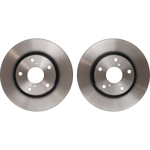Două discuri de frână față TRW 275mm, vedere de sus, pentru Toyota RAV 4 II (2000-2005).