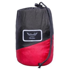 Hamac de camping din nylon tip parașută 210T, capacitate 225 kg, roșu/negru, hikerjoy