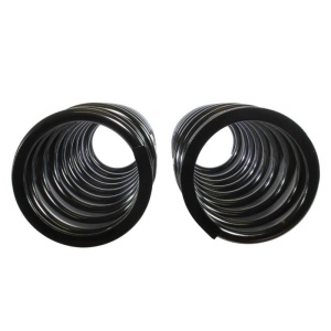 Vedere de sus a două arcuri elicoidale negre din kitul de suspensie.