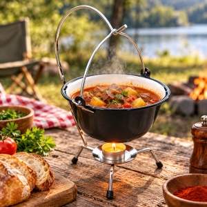 Mini stativul Perfect Home pentru ceaun de 0,8 litri, utilizat la camping, Mini stativ pentru ceaun.