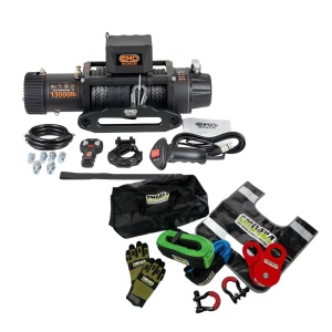Pachet Troliu 13000 lbs, raport 150:1, cablu sintetic EMD Winch + kit de recuperare complet EMD4X4