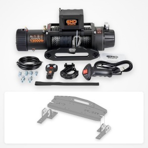 Pachet troliu Toyota Land Cruiser J90 (1995-2002): troliu electric EMD Winch 13000 lbs cablu sintetic și suport troliu dedicat