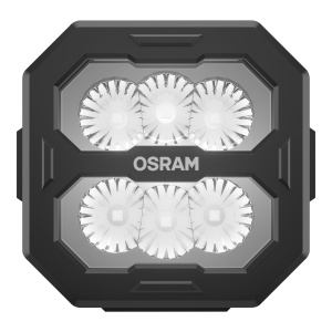 Vedere frontală a proiectorului LED Osram PX2500, cu lentilele stinse.