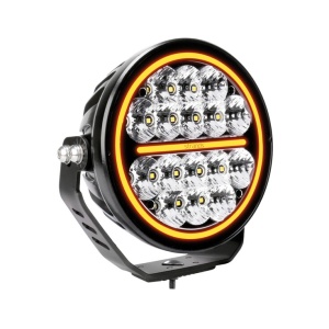 Proiector LED Siberia Night Ranger 7″, 80W, 6467 lm, rază 369m, 6000K, fascicul flood, lumină alb și chihlimbar, carcasă aluminiu negru, lentilă clar, suport inox, rezistent la apă și praf (IP67/IP69K), Strands