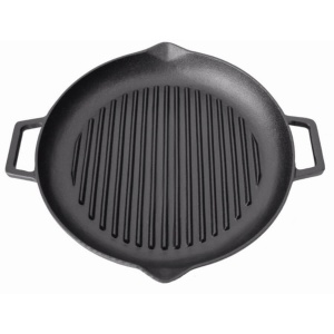 Tigaie din Fontă Grill 31 cm Perfect Home, Perfectă pentru Steak, BBQ, Legume și Gătit Uniform