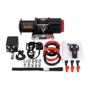 Troliu electric ATV / UTV 4500lbs (2041kg), 12V, cablu sintetic 12m, raport 166:1, EMD Winch