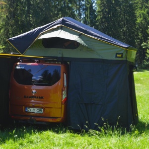 Anexă pentru cort auto, închis complet, cu podea, impermeabil, cu prindere rapidă prin banda scai, 230 x 225 x 190 cm, compatibil cu cortul de acoperiș auto Whisper 160 CampTalk