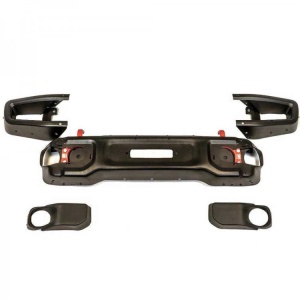 Bara față OFD pentru Jeep Wrangler JK, cu capace laterale și carcase proiectoare, fără bullbar.