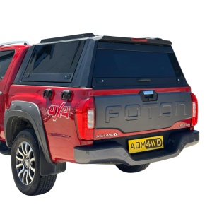 Black hardtop for Toyota Hilux (2015-2025), with 3 folding tinted security windows and AQM G80 sliding front window - Img 8