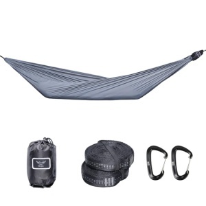 Hamac ultra ușor hikerjoy gri, 20D ripstop nylon, 150 kg, Hikerjoy