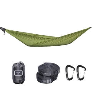 Hamac ultra ușor hikerjoy olive, nylon 20D ripstop, capacitate 150 kg, hikerjoy