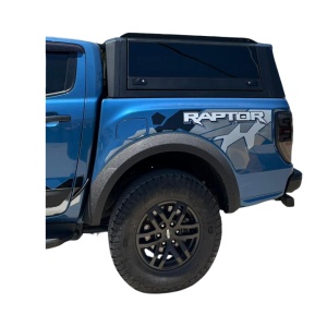 Hardtop negru pentru Ford Ranger, Wildtrak, Raptor (2023-2025), cu 3 geamuri fumurii securizate rabatabile și geam frontal culisant AQM G80 - Img 2