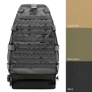 Sistemul de prindere MOLLE al husei Smittybilt G.E.A.R., cu opțiuni de culoare pentru accesorii.