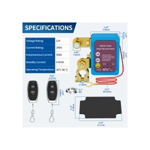 Întrerupător baterie cu telecomandă 12V 240A, protecție automată descărcare, ORE4x4 - Img 2