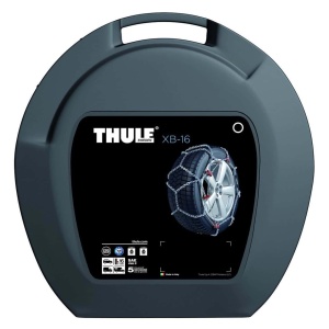 Ambalajul lanțurilor antiderapante Thule Konig XB-16, cu certificări vizibile.