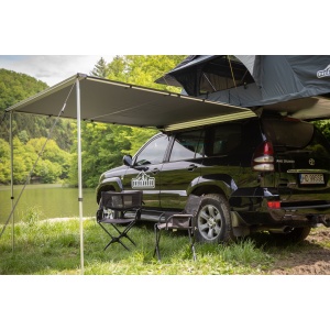 Marchiză auto 2,5×3 m, poliester 600D, impermeabilă PU2000, cu stâlpi incluși, Overlander