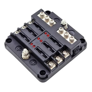 Panou de siguranțe ORE4X4 cu 6 circuite și indicatori LED de 12V.
