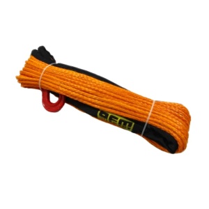 Plasmă (Cablu) Sintetică troliu 8mm x 28m, 6.8t (6800 kg), cu cârlig, Portocaliu OFM4x4