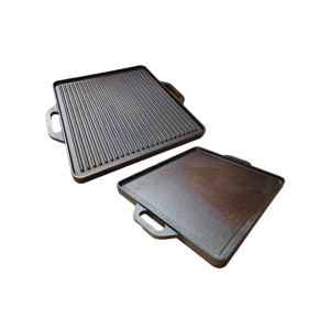 Plită grill din fontă cu două fețe reversibilă 42x42cm Perfect Home