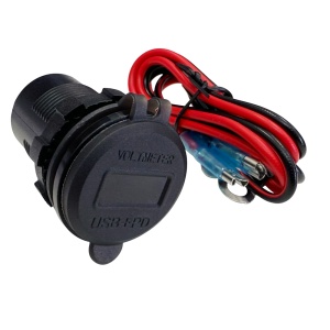 Priză de încărcare duală USB-C PD 30W și USB-A QC3.0 18W cu voltmetru și întrerupător, universală 12V-24V, ORE4x4 - Img 3