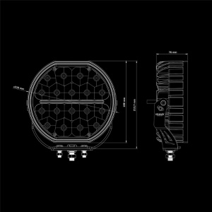 Proiector LED Big Energy 9", 112W, 11908 lm, rază 444 m, 6500K, fascicul optimizat, lumină alb și ambră, carcasă aluminiu negru, lentilă clar, suport inclus, rezistent la apă și praf (IP67/IP69K), Strands