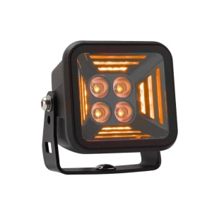 Proiector LED cu capac Dark Knight Fortex 85x64x80 mm, 40W, 3200 lm, rază 51 m, flood, 4000/5000/6000K, lumină portocalie, aluminiu negru, suport inox, DT4, 9-36V, rezistent la apă și praf (IP68/IP69K), Strands