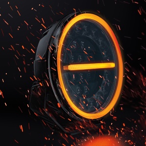 Proiector LED Firefly Driving" 22,9 cm, 146W, 12076, rază 450 m, 6000K, fascicul combo, lumină alb și amber, carcasă aluminiu negru, lentilă clar, suport inox, rezistent la apă și praf (IP67K), Strands