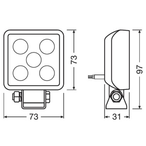 Schiță tehnică cu dimensiunile exacte ale proiectorului Osram VX70-WD.