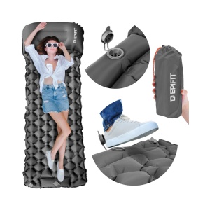 Saltea camping autogonflabilă pentru o persoană REST 190x60x5 cm, gri, Epifit