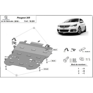 Scut auto metalic Opel Grandland X, Peugeot 3008, 308, 5008 II, 508