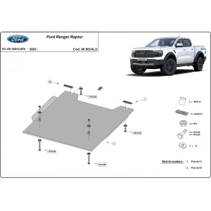 Scut reductor Ford Ranger Raptor (2023-2026) aluminiu 4mm Scut Protection - Img 2